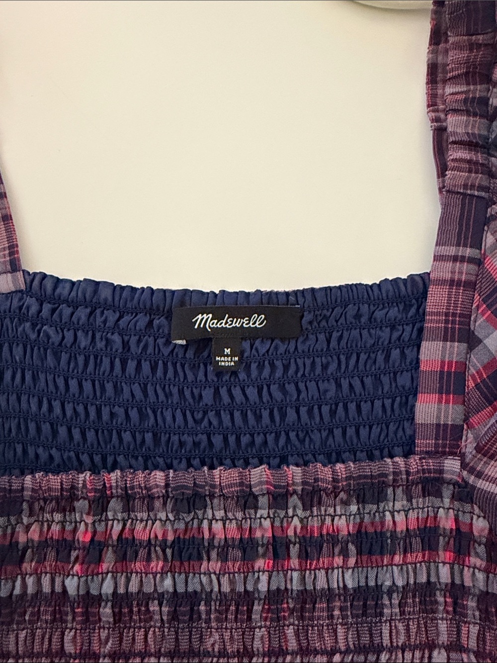 Madewell Lucie Puff-Sleeve Smocked Mini Dress in Rockfern Plaid Size M - Picture 7 of 8